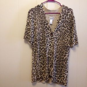 Chico's brand leopard print cardigan.
